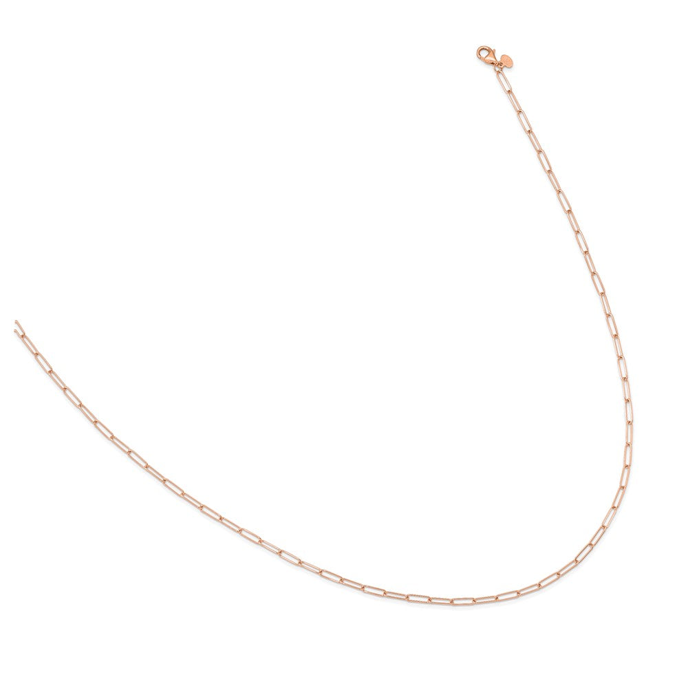 Gold Leslie's 14K 18 Inches Rose Gold Polished Paperclip Link Necklace Model-LF1608-18 - Charlie & Co. Jewelry