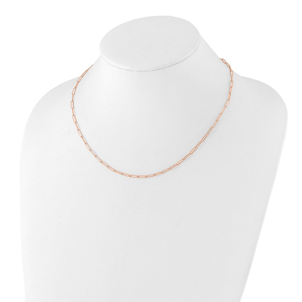 Gold Leslie's 14K 18 Inches Rose Gold Polished Paperclip Link Necklace Model-LF1608-18 - Charlie & Co. Jewelry