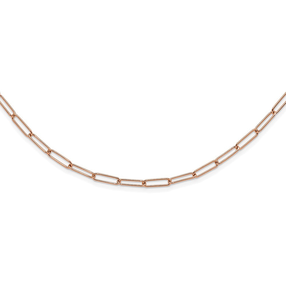 Gold Leslie's 14K 18 Inches Rose Gold Polished Paperclip Link Necklace Model-LF1608-18 - Charlie & Co. Jewelry