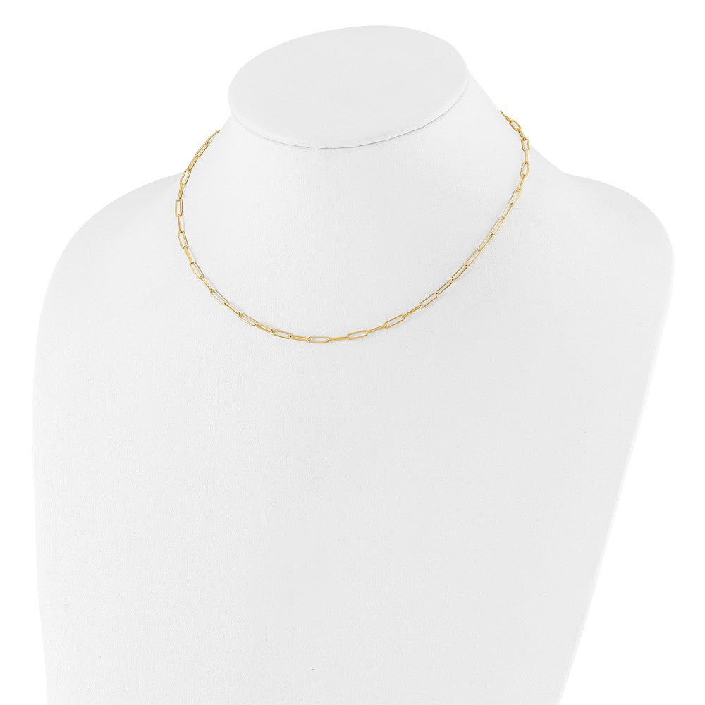 Gold Leslie's 14K 16 Inches Polished Paperclip Link Necklace Model-LF1608Y-16 - Charlie & Co. Jewelry