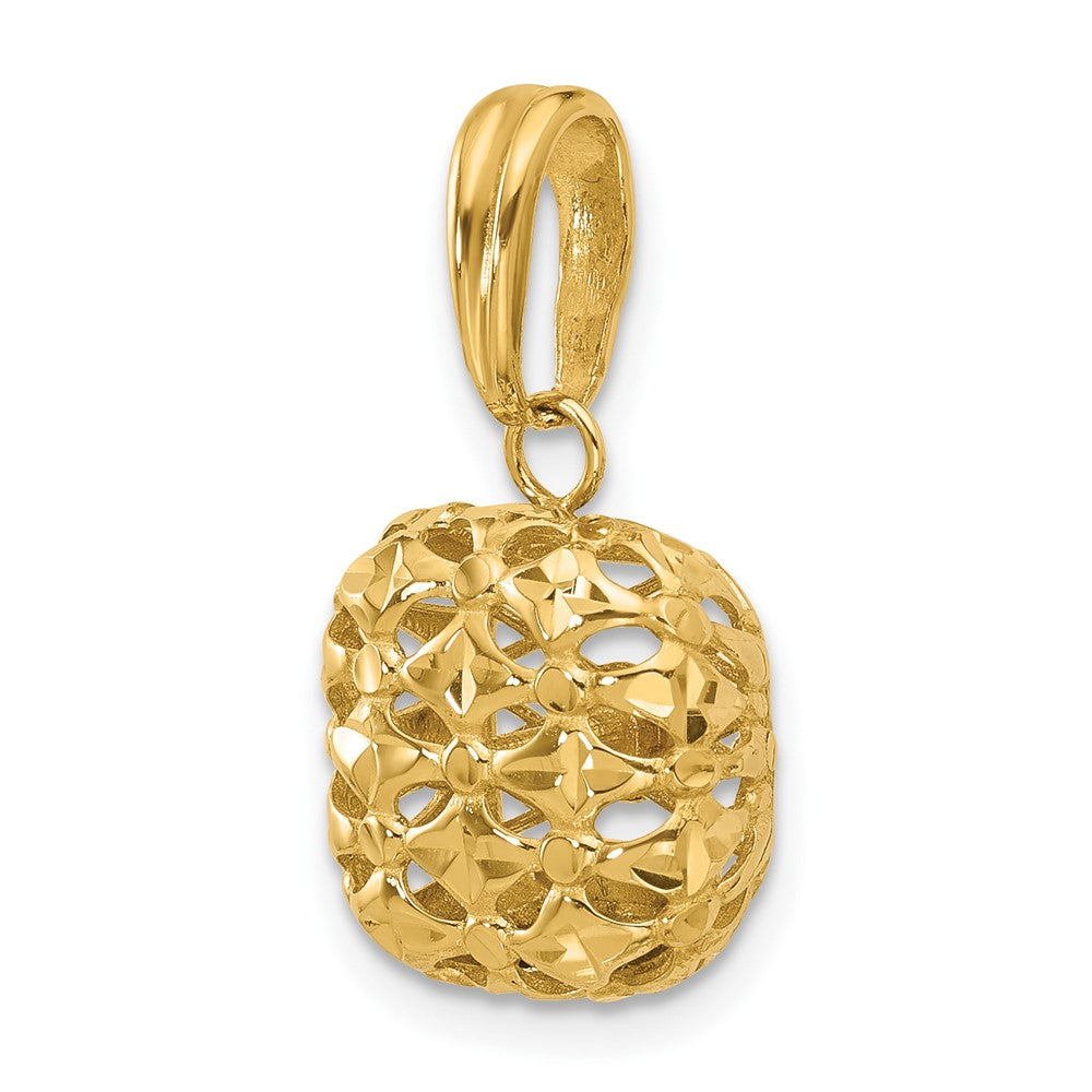 14K Gold Polished Leslie's Puffed Square Pendant - Charlie & Co. Jewelry