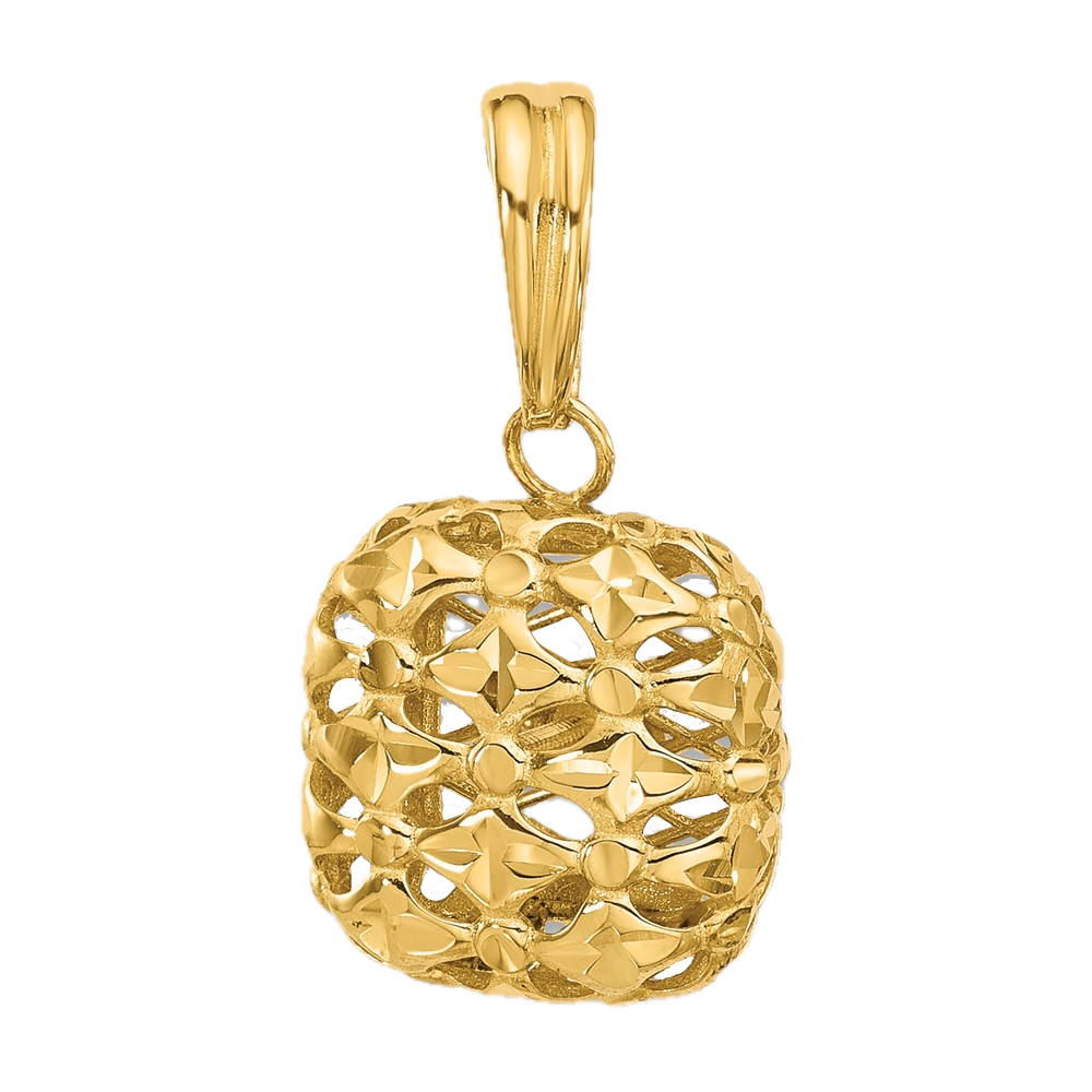 14K Gold Polished Leslie's Puffed Square Pendant - Charlie & Co. Jewelry