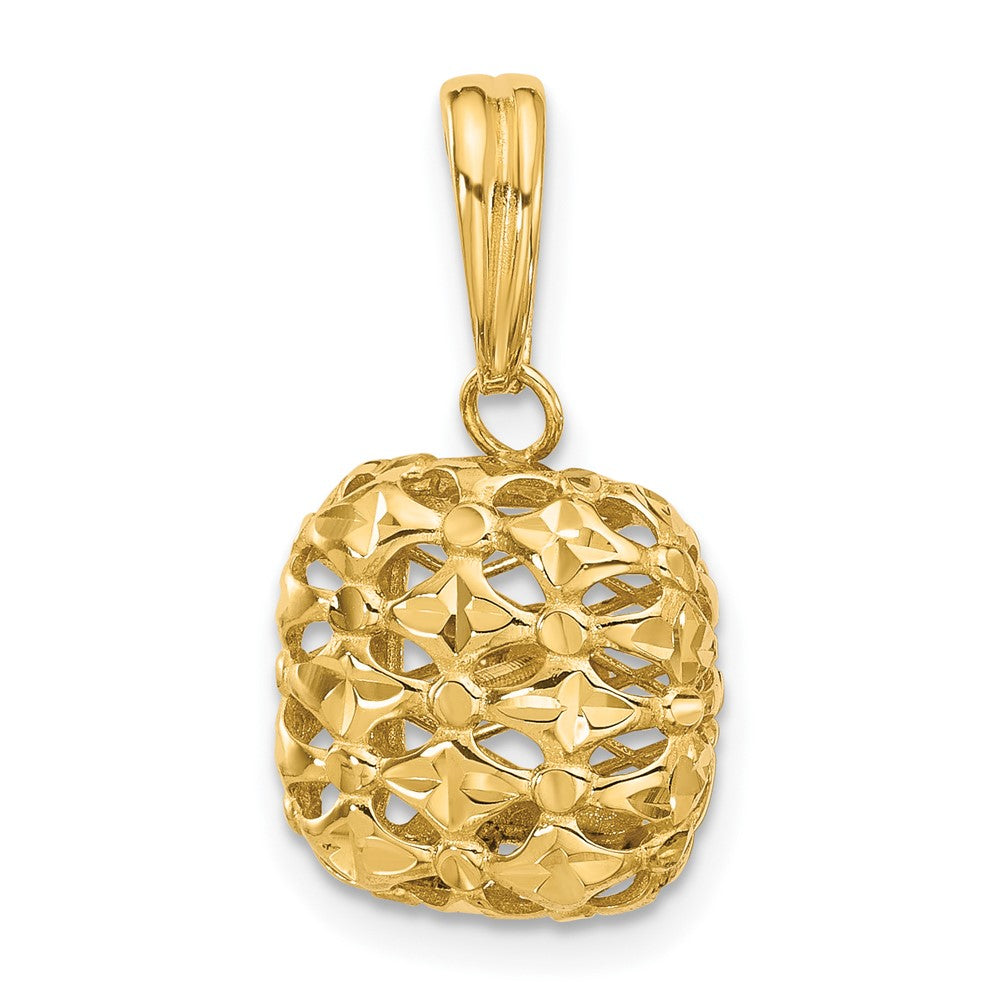 14K Gold Polished Leslie's Puffed Square Pendant - Charlie & Co. Jewelry