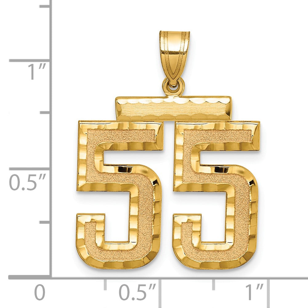 Charlie & Co Jewelry | 14k Large Brushed Diamond-cut Number 55 Charm - Model LN55
