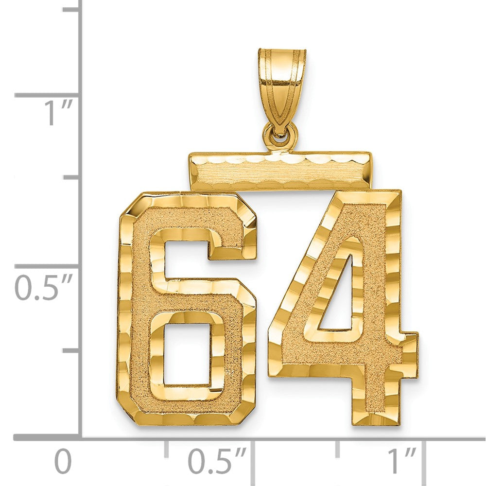 Charlie & Co Jewelry | 14k Large Brushed Diamond-cut Number 64 Charm - Model LN64