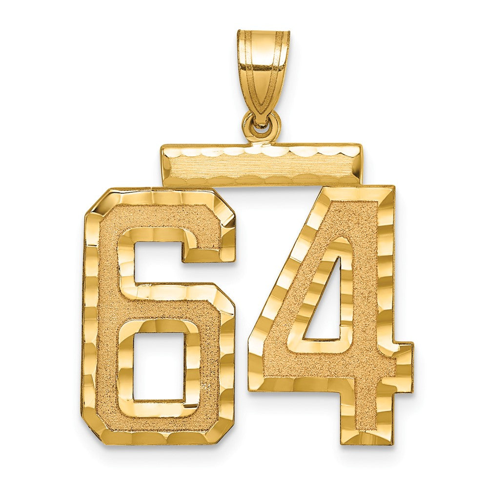 Charlie & Co Jewelry | 14k Large Brushed Diamond-cut Number 64 Charm - Model LN64