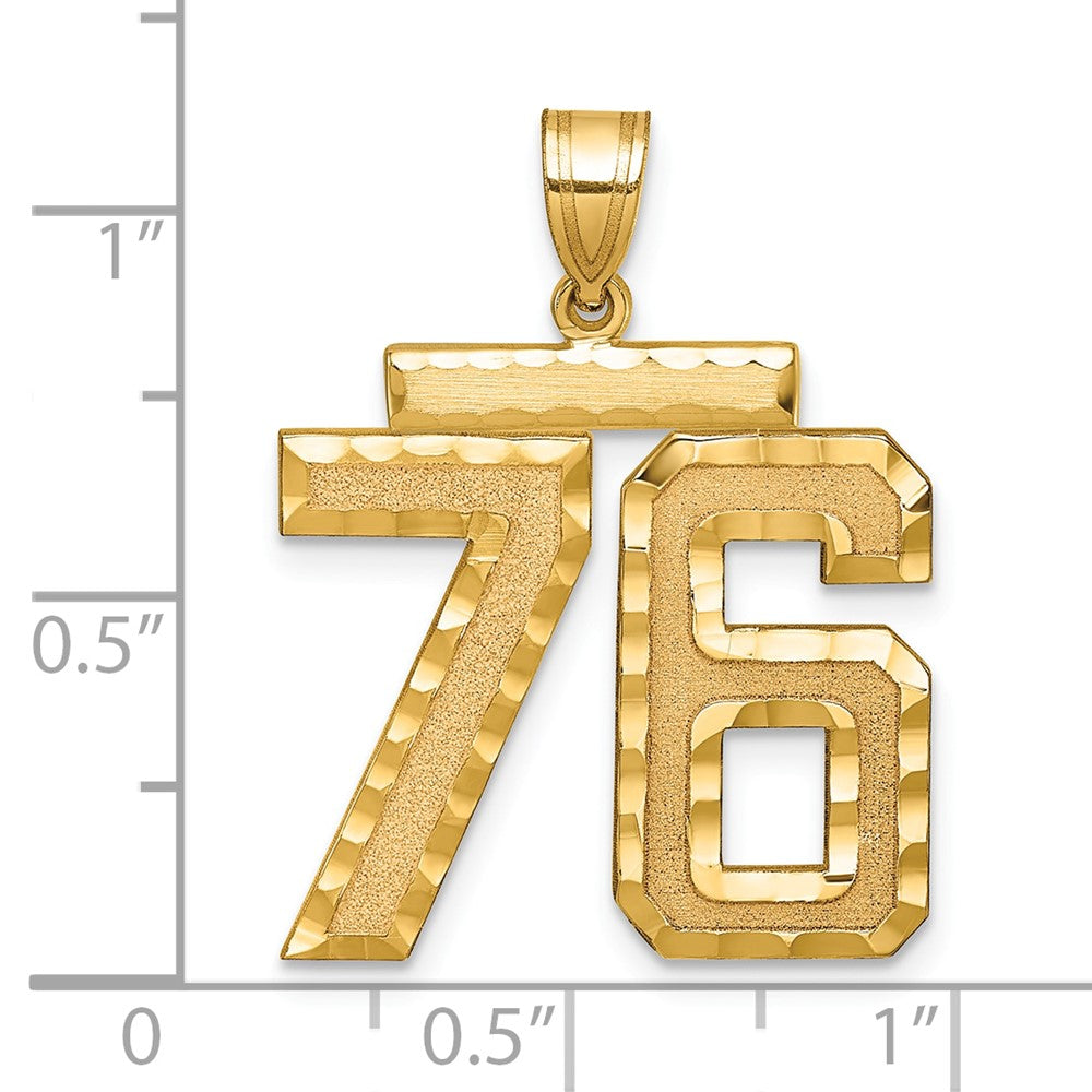 Charlie & Co Jewelry | 14k Large Brushed Diamond-cut Number 76 Charm - Model LN76