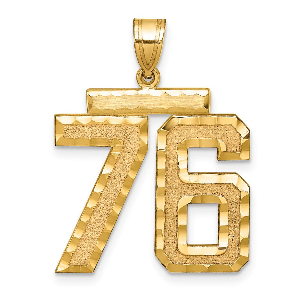 Charlie & Co Jewelry | 14k Large Brushed Diamond-cut Number 76 Charm - Model LN76