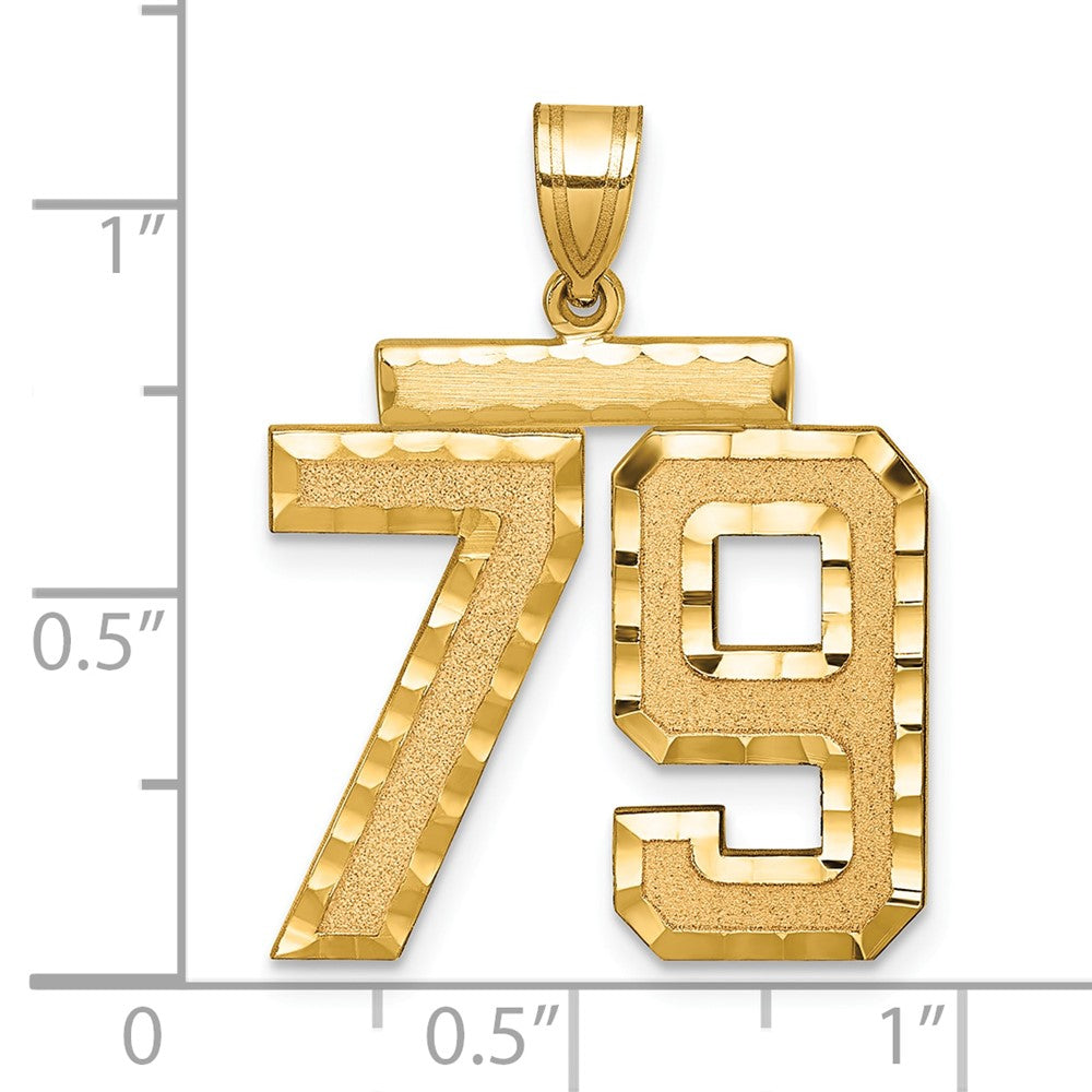 Charlie & Co Jewelry | 14k Large Brushed Diamond-cut Number 79 Charm - Model LN79