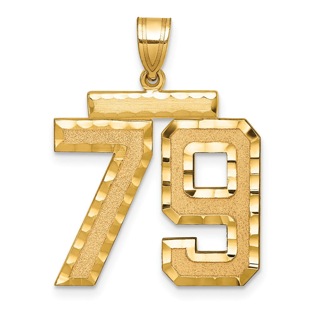 Charlie & Co Jewelry | 14k Large Brushed Diamond-cut Number 79 Charm - Model LN79