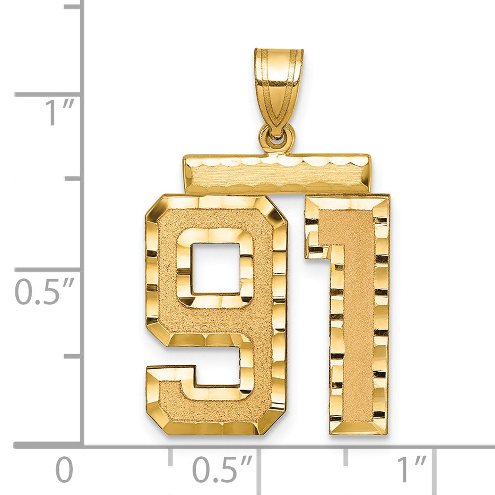 Charlie & Co Jewelry | 14k Large Brushed Diamond-cut Number 91 Charm - Model LN91
