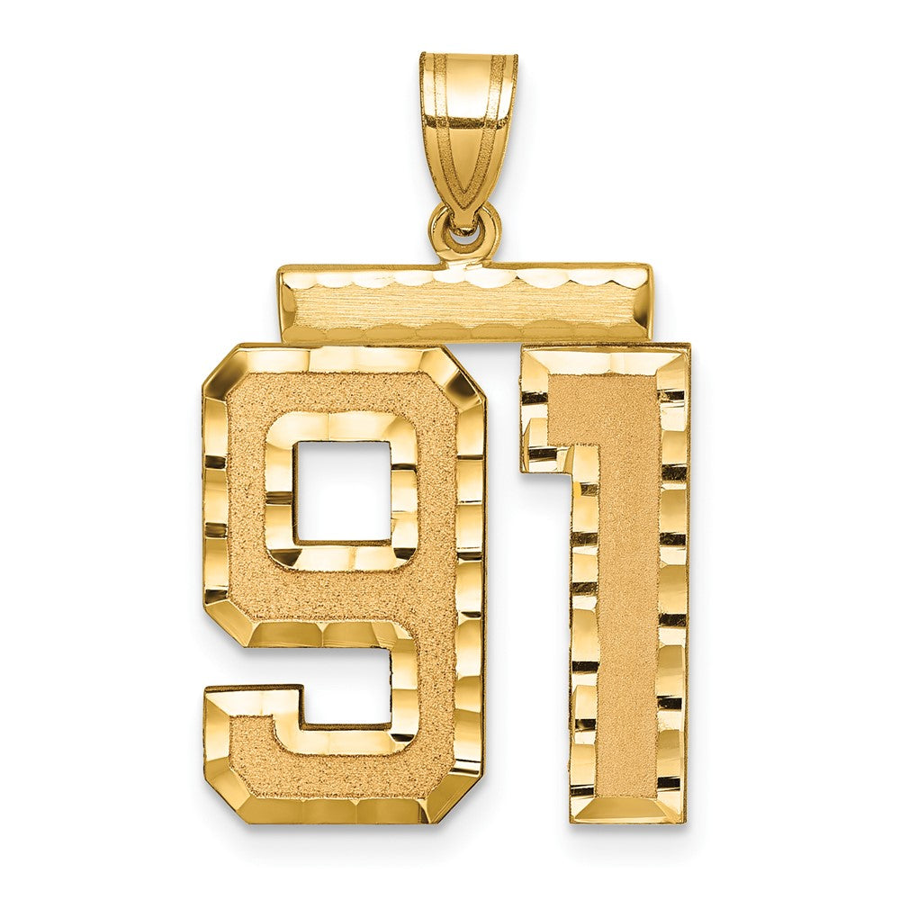 Charlie & Co Jewelry | 14k Large Brushed Diamond-cut Number 91 Charm - Model LN91