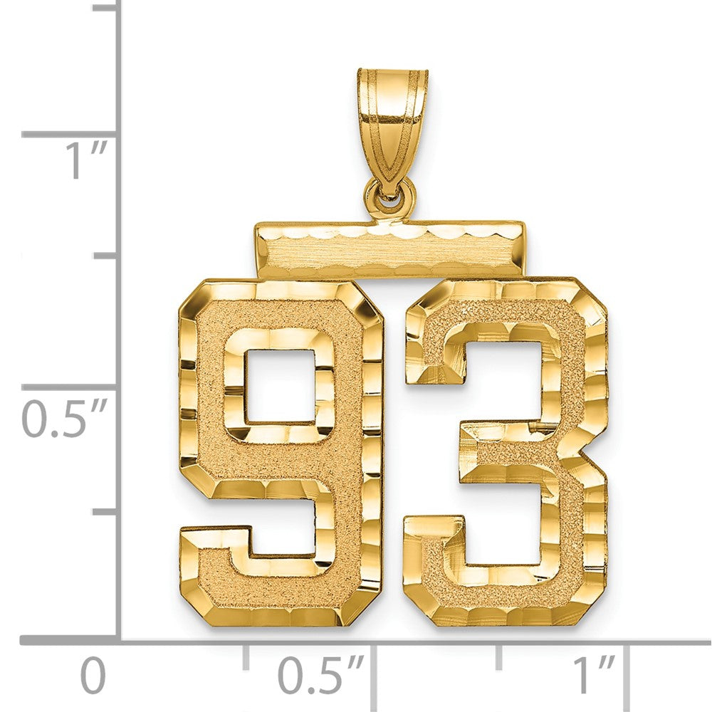 Charlie & Co Jewelry | 14k Large Brushed Diamond-cut Number 93 Charm - Model LN93