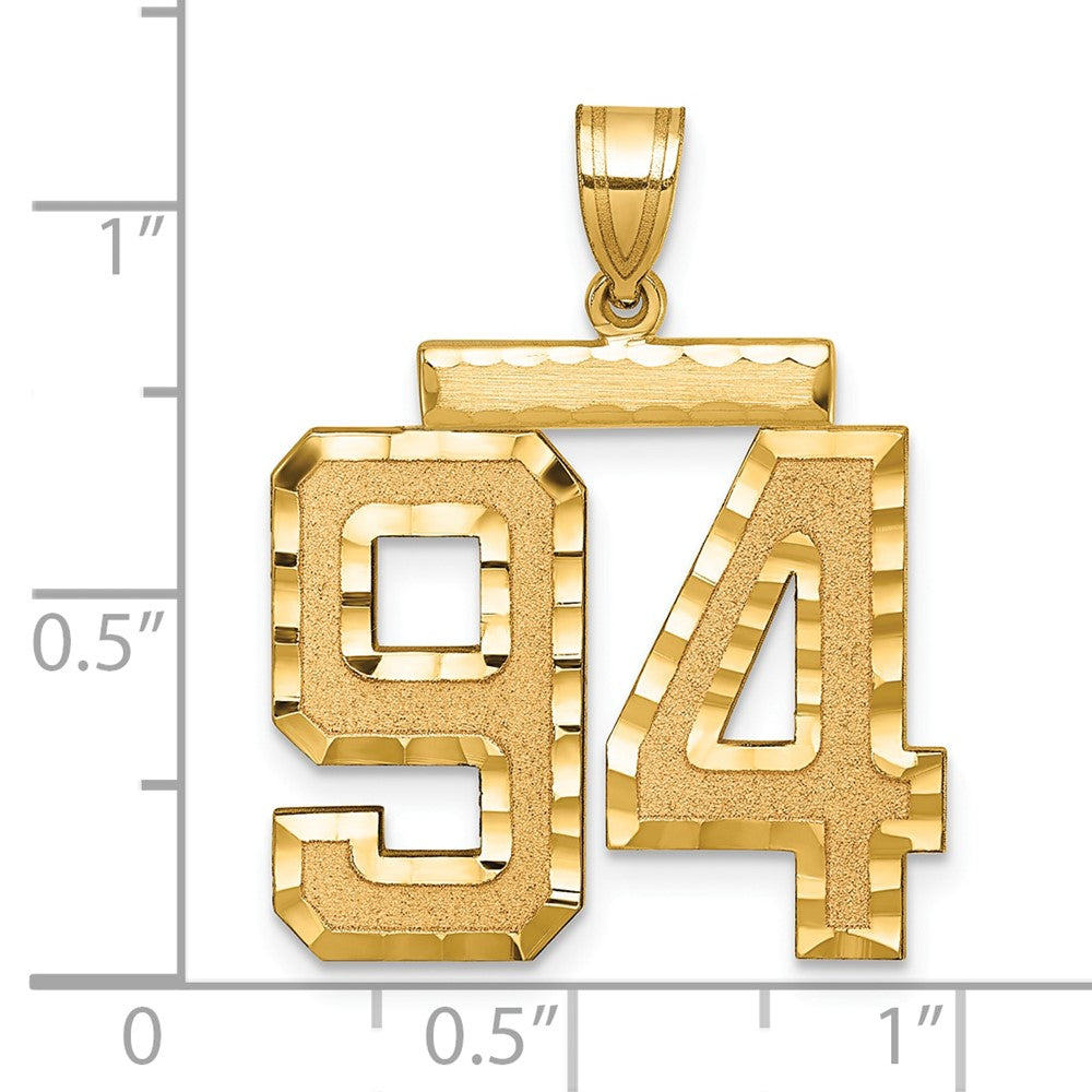 Charlie & Co Jewelry | 14k Large Brushed Diamond-cut Number 94 Charm - Model LN94