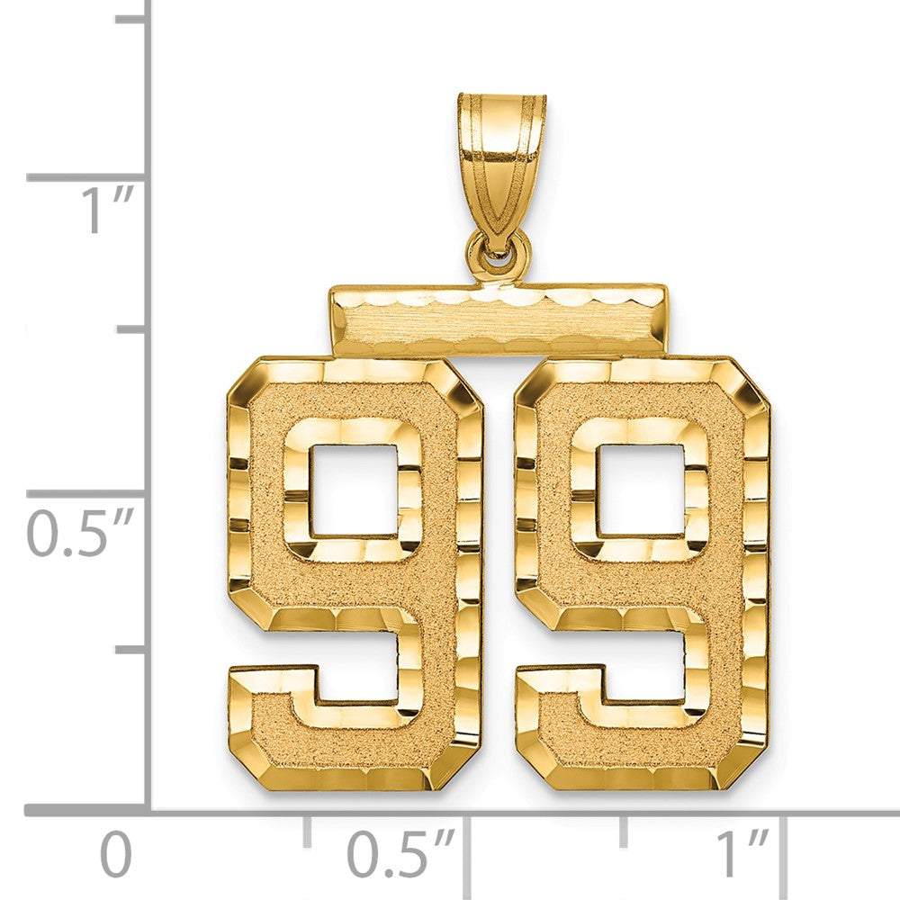 Charlie & Co Jewelry | 14k Large Brushed Diamond-cut Number 99 Charm - Model LN99