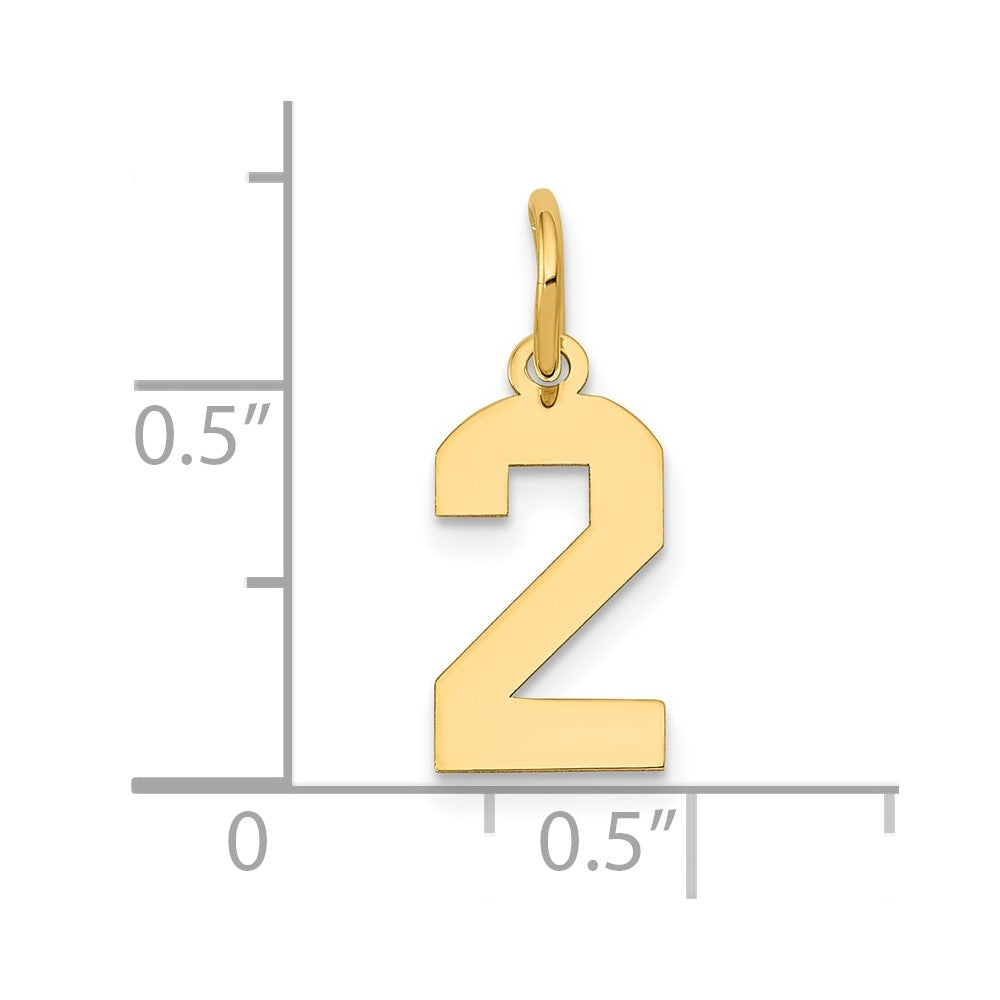 Charlie & Co Jewelry | 14k Small Polished Number 2 Charm - Model LS02
