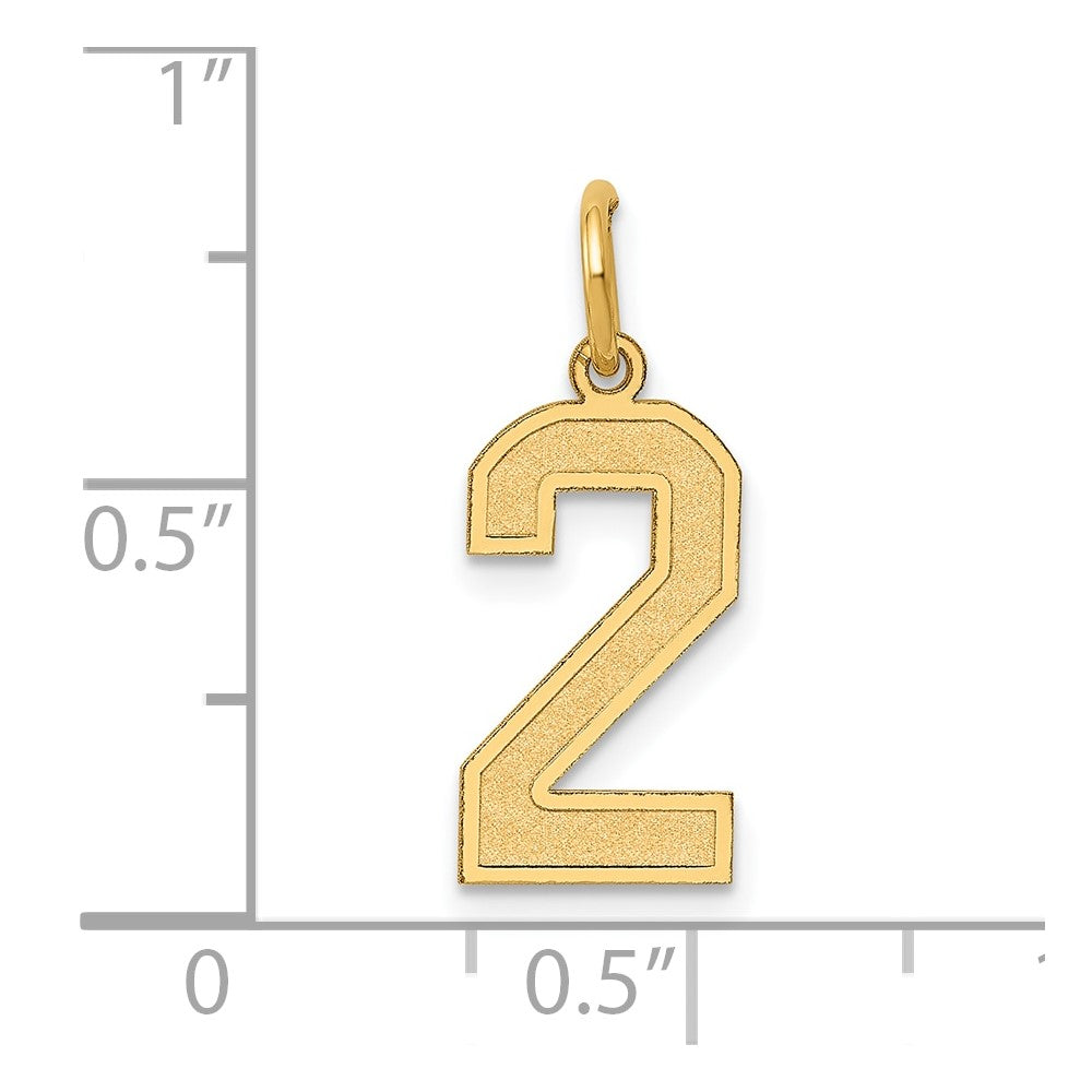 Charlie & Co Jewelry | 14k Medium Satin Number 2 Charm - Model LSM02