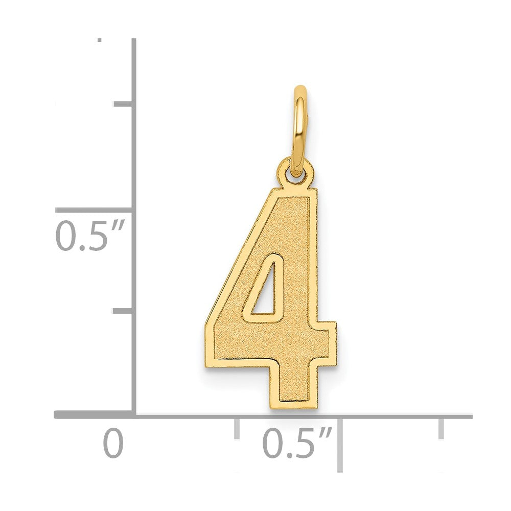 Charlie & Co Jewelry | 14k Medium Satin Number 4 Charm - Model LSM04