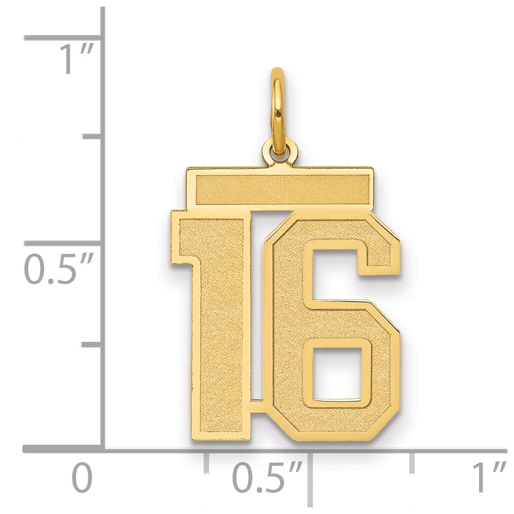 Charlie & Co Jewelry | 14k Medium Satin Number 16 Charm - Model LSM16