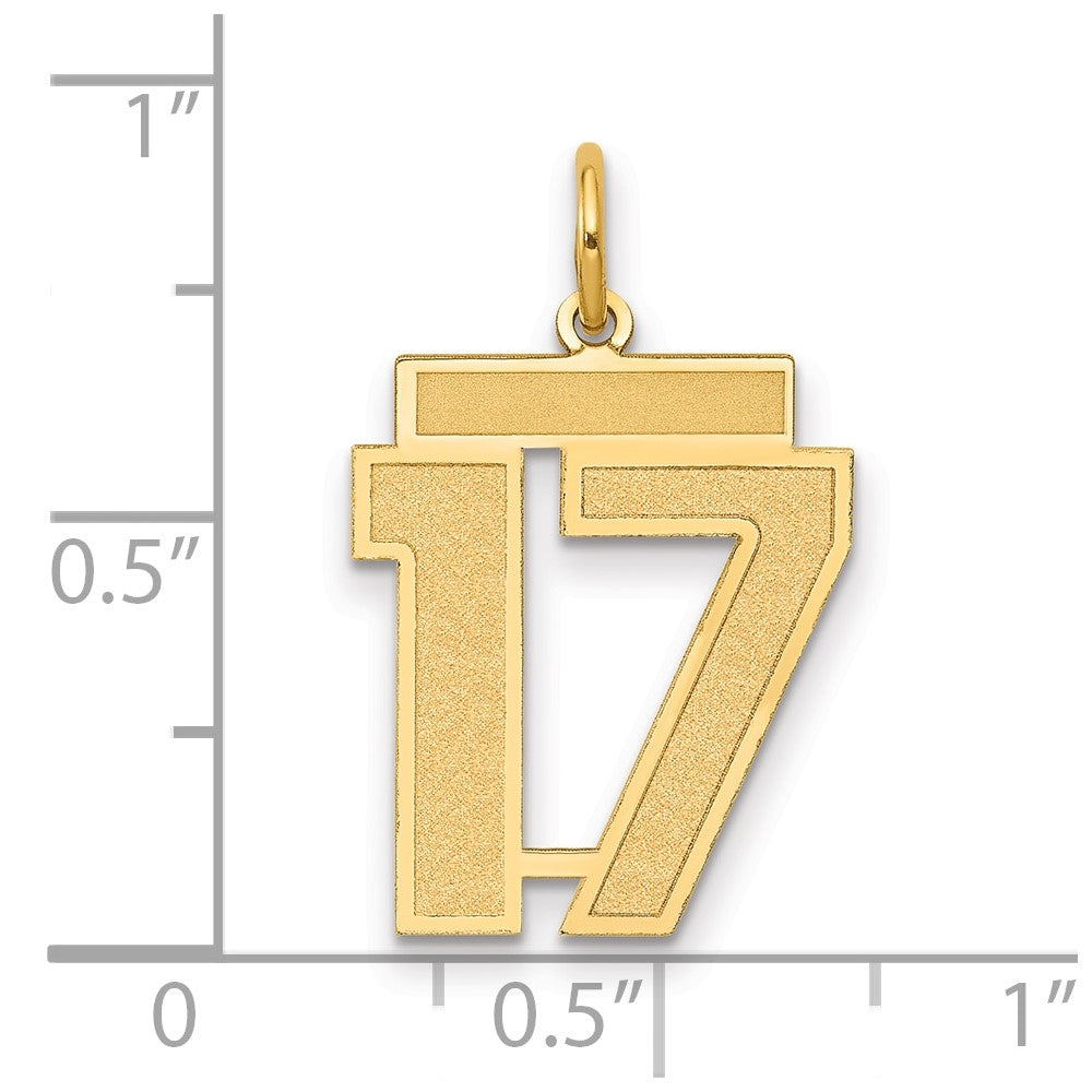Charlie & Co Jewelry | 14k Medium Satin Number 17 Charm - Model LSM17
