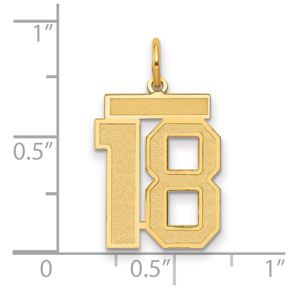 Charlie & Co Jewelry | 14k Medium Satin Number 18 Charm - Model LSM18