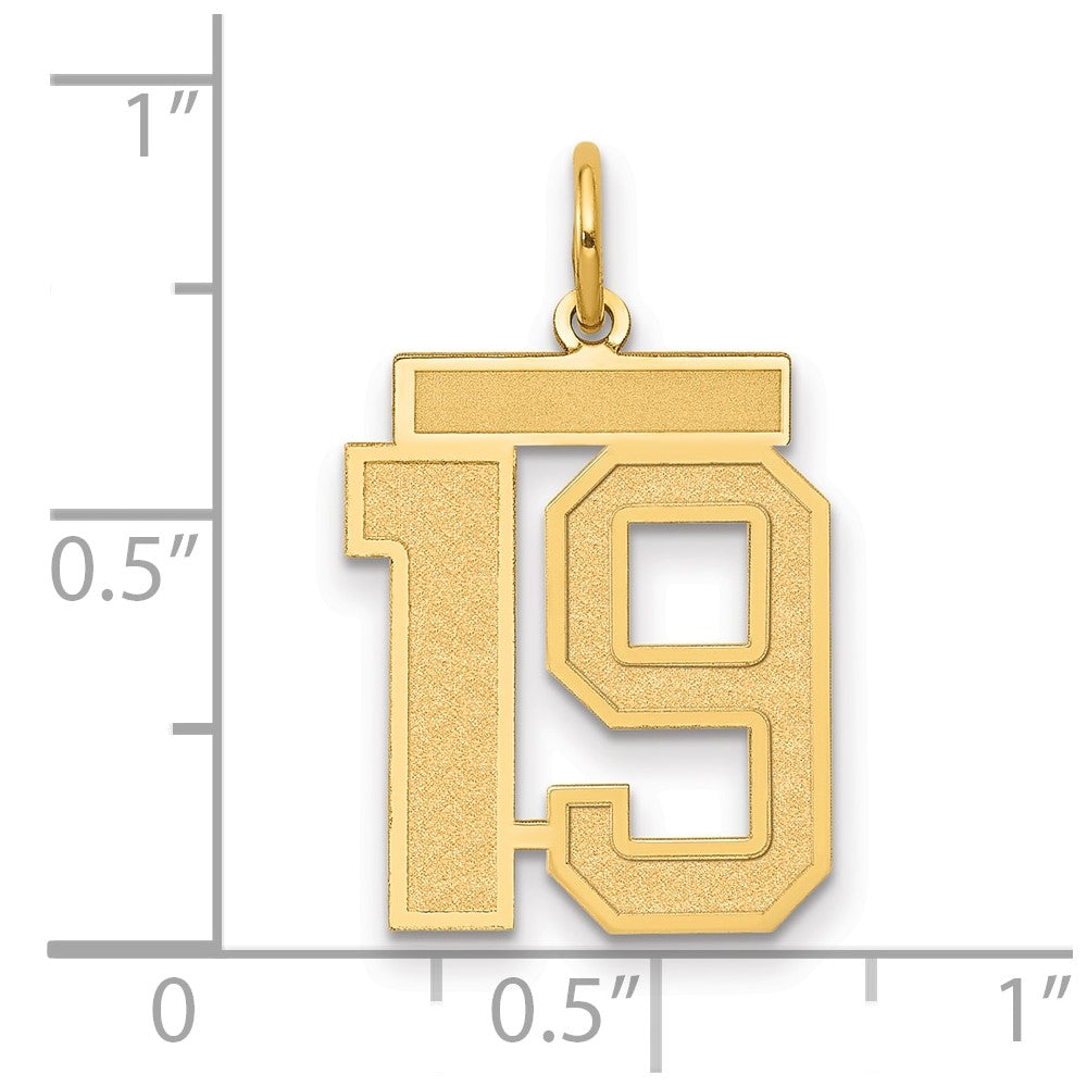 Charlie & Co Jewelry | 14k Medium Satin Number 19 Charm - Model LSM19
