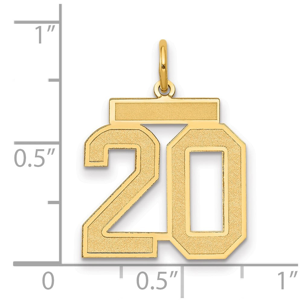 Charlie & Co Jewelry | 14k Medium Satin Number 20 Charm - Model LSM20