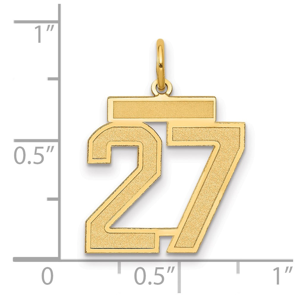 Charlie & Co Jewelry | 14k Medium Satin Number 27 Charm - Model LSM27