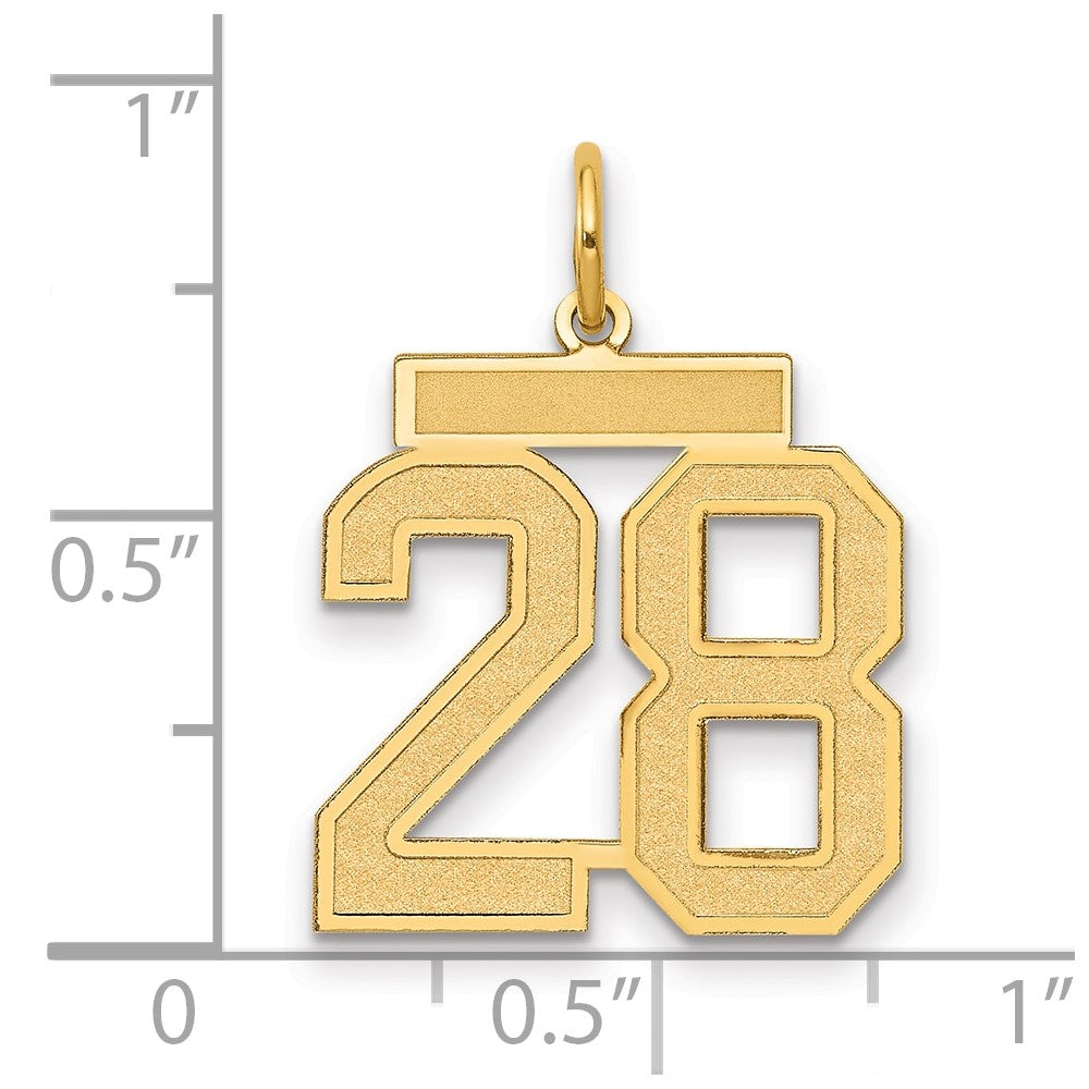Charlie & Co Jewelry | 14k Medium Satin Number 28 Charm - Model LSM28