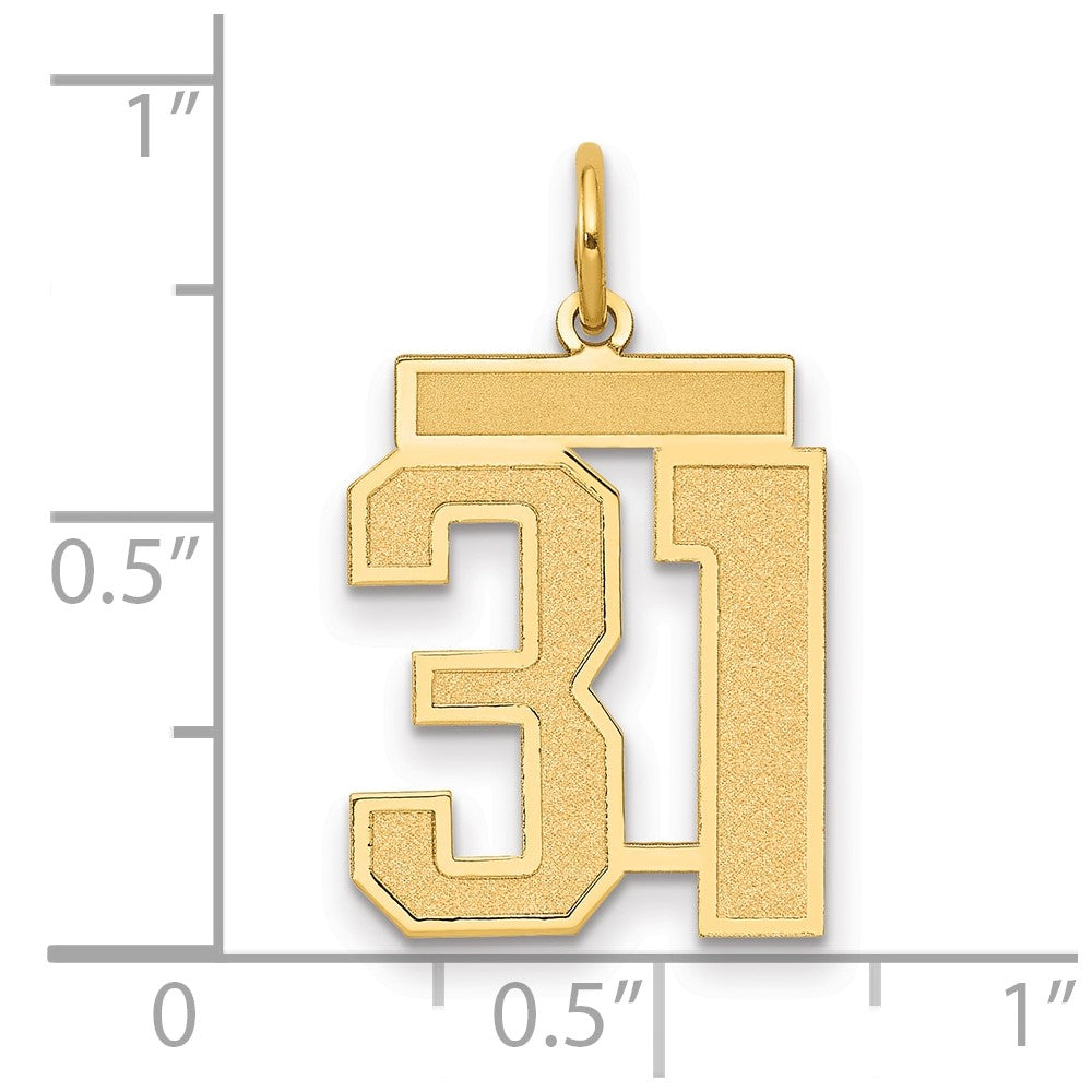 Charlie & Co Jewelry | 14k Medium Satin Number 31 Charm - Model LSM31