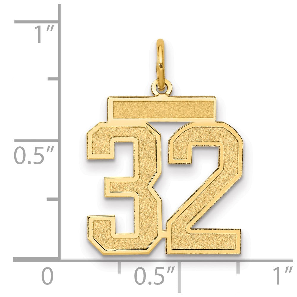Charlie & Co Jewelry | 14k Medium Satin Number 32 Charm - Model LSM32