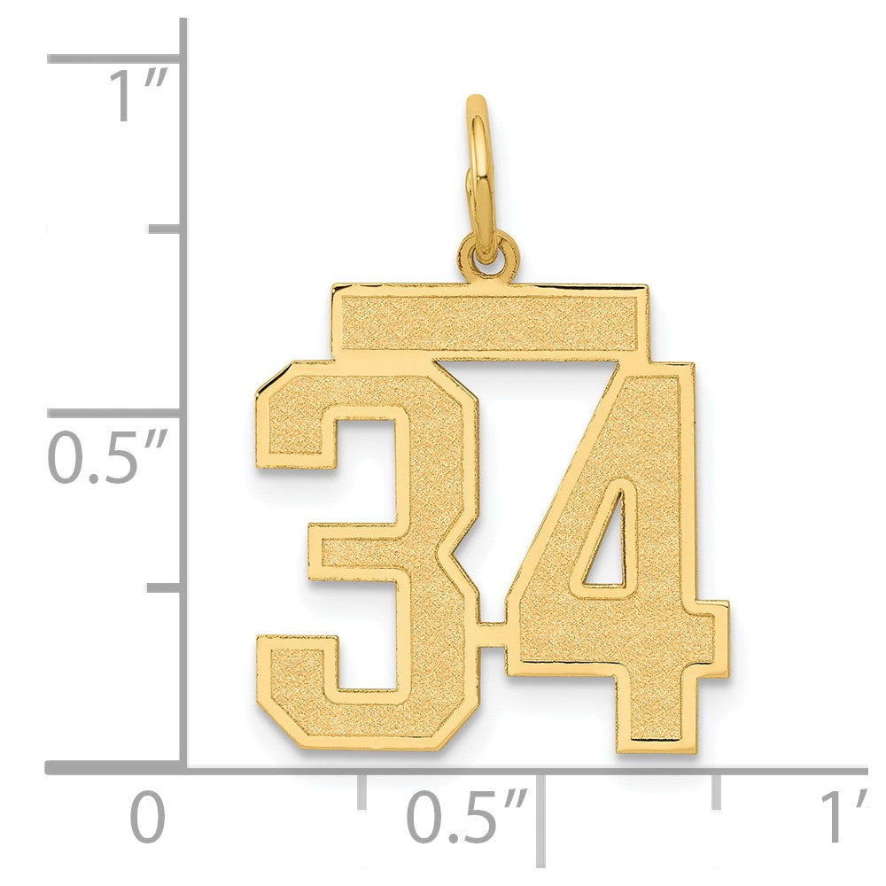 Charlie & Co Jewelry | 14k Medium Satin Number 34 Charm - Model LSM34