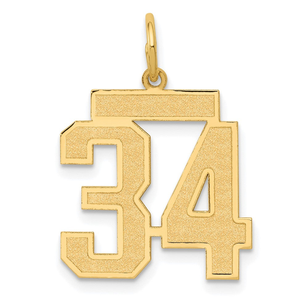 Charlie & Co Jewelry | 14k Medium Satin Number 34 Charm - Model LSM34