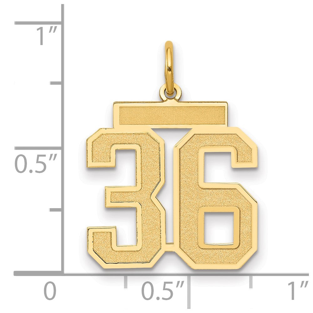 Charlie & Co Jewelry | 14k Medium Satin Number 36 Charm - Model LSM36