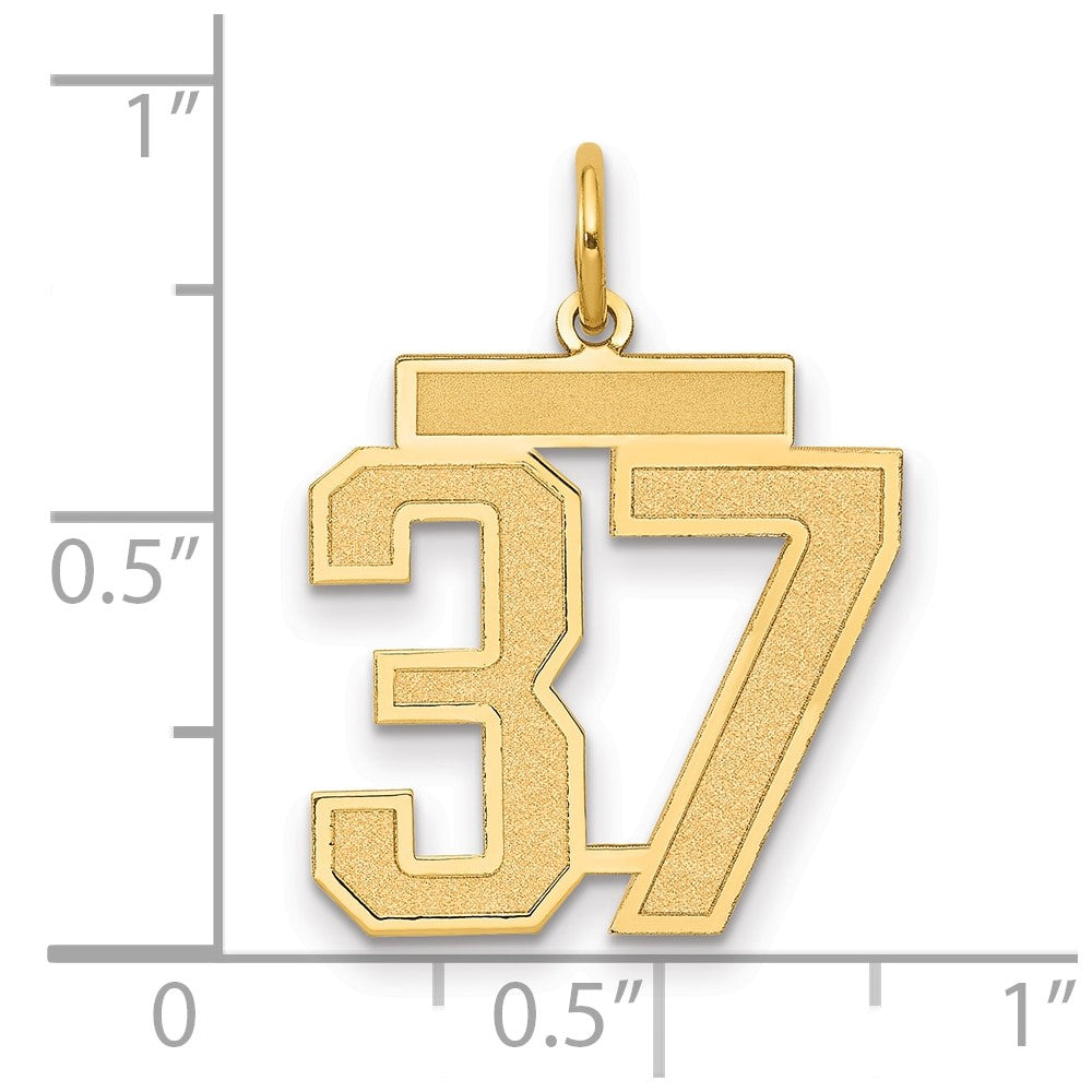 Charlie & Co Jewelry | 14k Medium Satin Number 37 Charm - Model LSM37