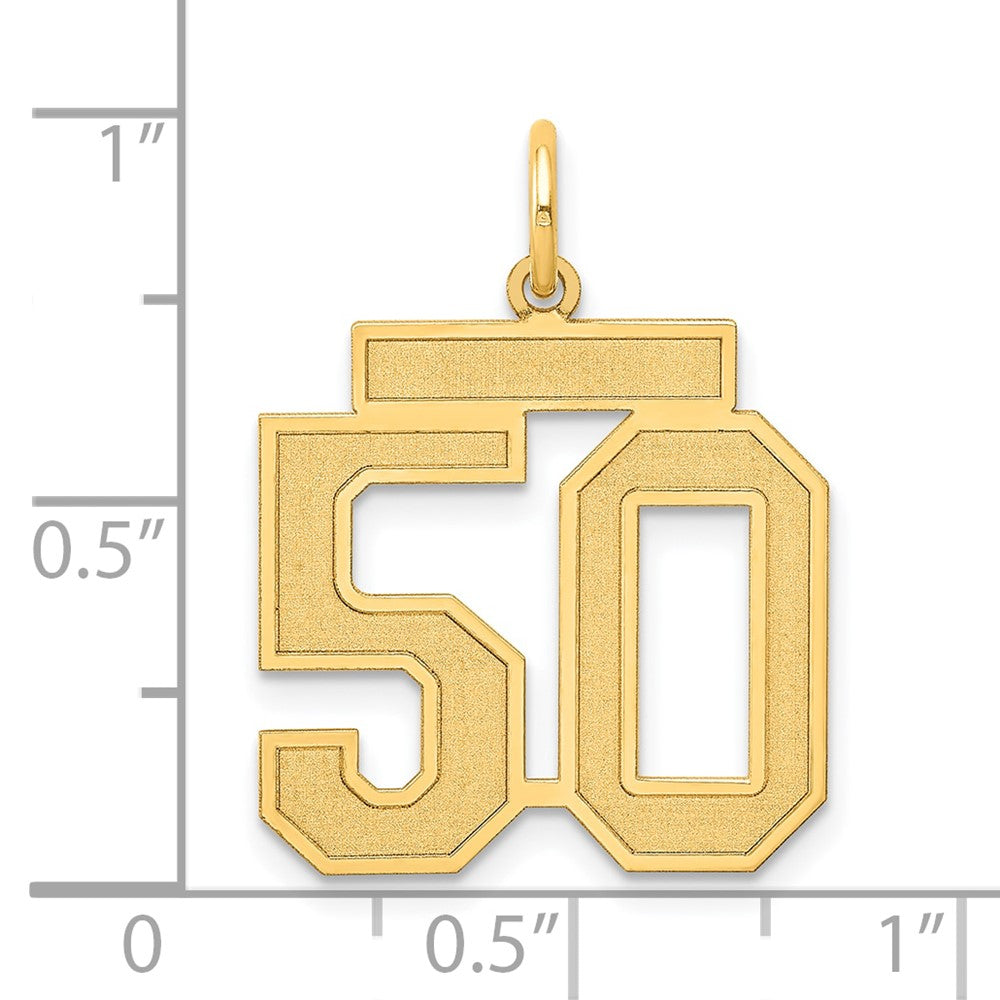 Charlie & Co Jewelry | 14k Medium Satin Number 50 Charm - Model LSM50