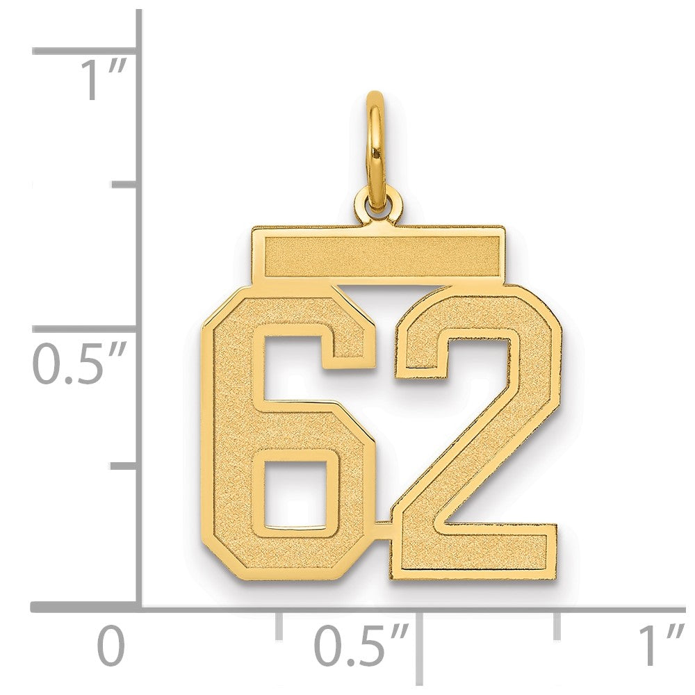 Charlie & Co Jewelry | 14k Medium Satin Number 62 Charm - Model LSM62
