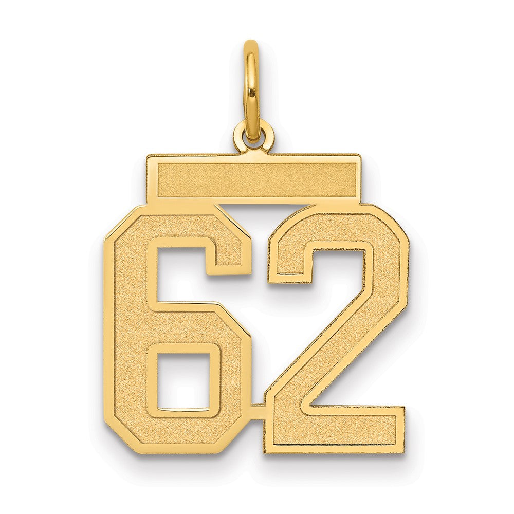 Charlie & Co Jewelry | 14k Medium Satin Number 62 Charm - Model LSM62