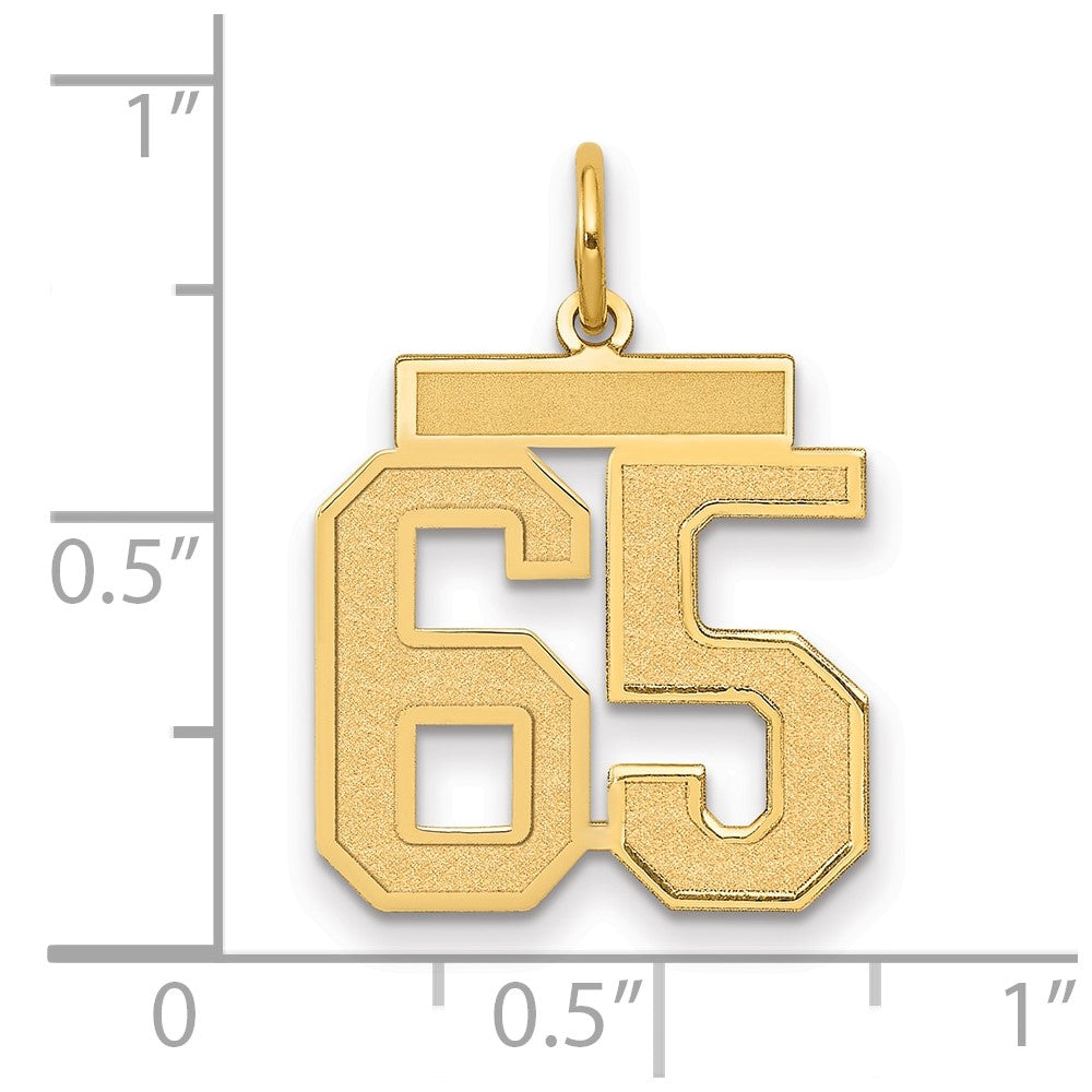 Charlie & Co Jewelry | 14k Medium Satin Number 65 Charm - Model LSM65