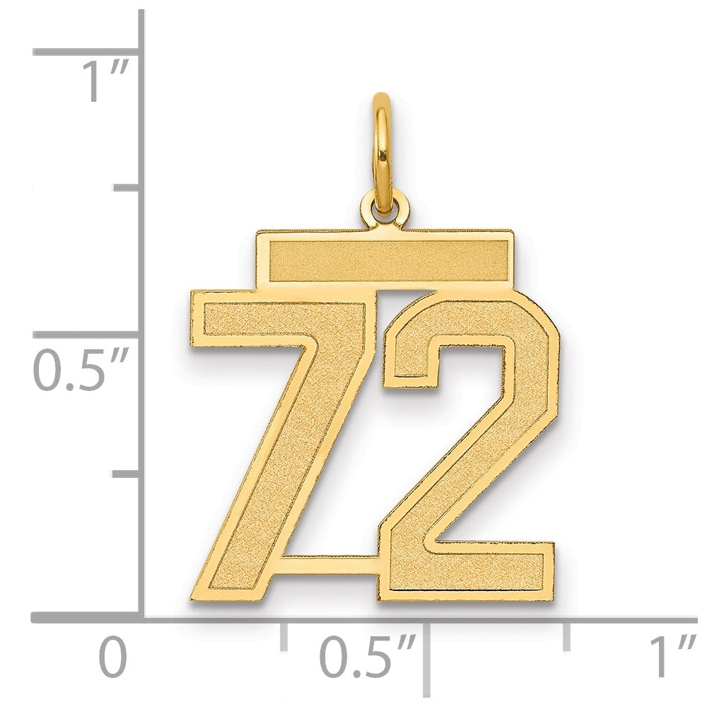 Charlie & Co Jewelry | 14k Medium Satin Number 72 Charm - Model LSM72