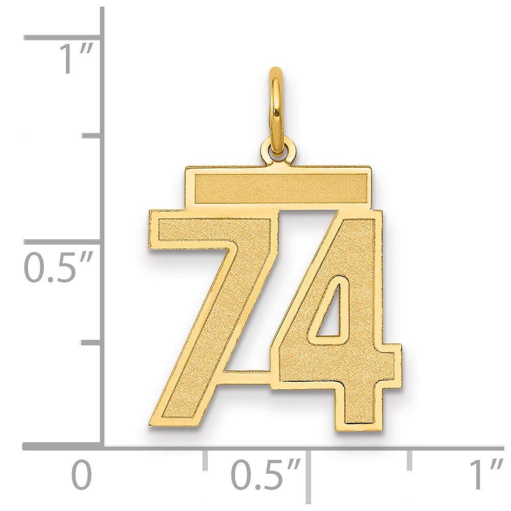 Charlie & Co Jewelry | 14k Medium Satin Number 74 Charm - Model LSM74