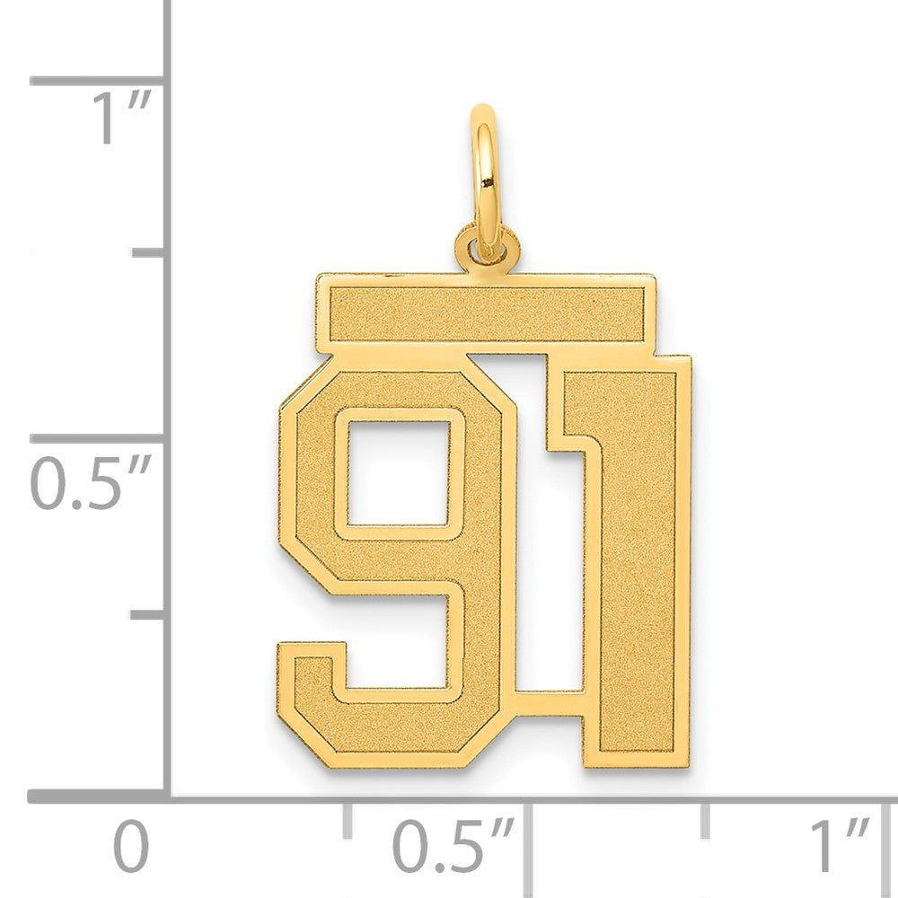 Charlie & Co Jewelry | 14k Medium Satin Number 91 Charm - Model LSM91