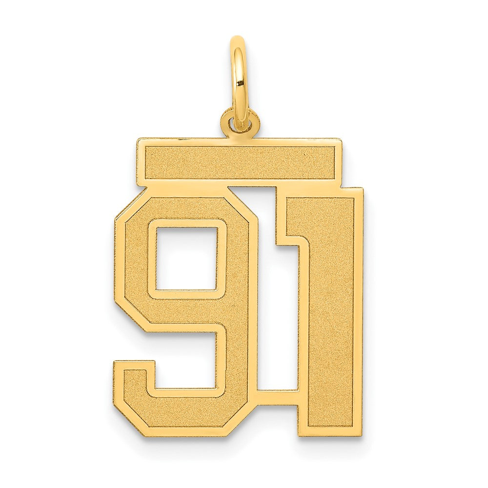 Charlie & Co Jewelry | 14k Medium Satin Number 91 Charm - Model LSM91