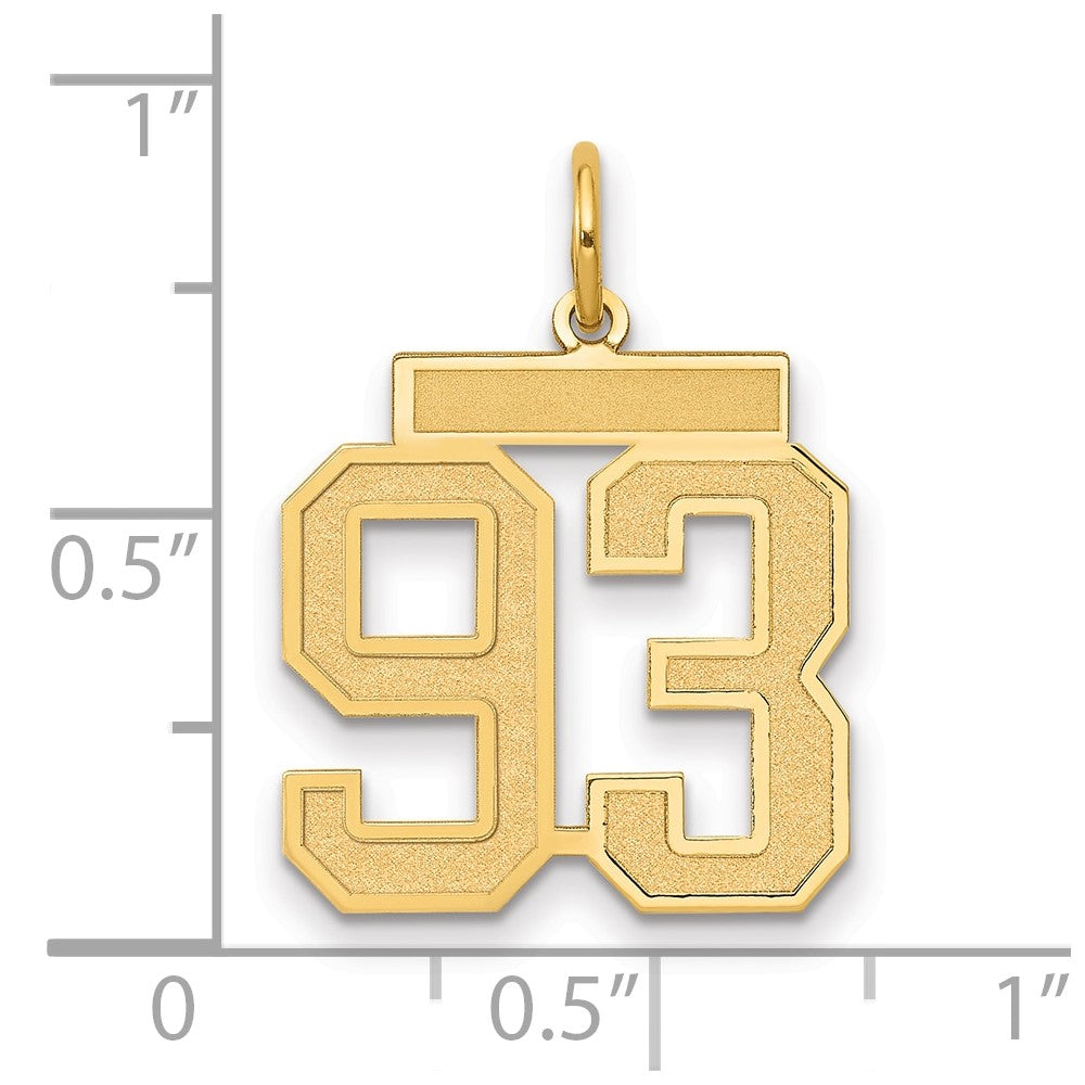Charlie & Co Jewelry | 14k Medium Satin Number 93 Charm - Model LSM93