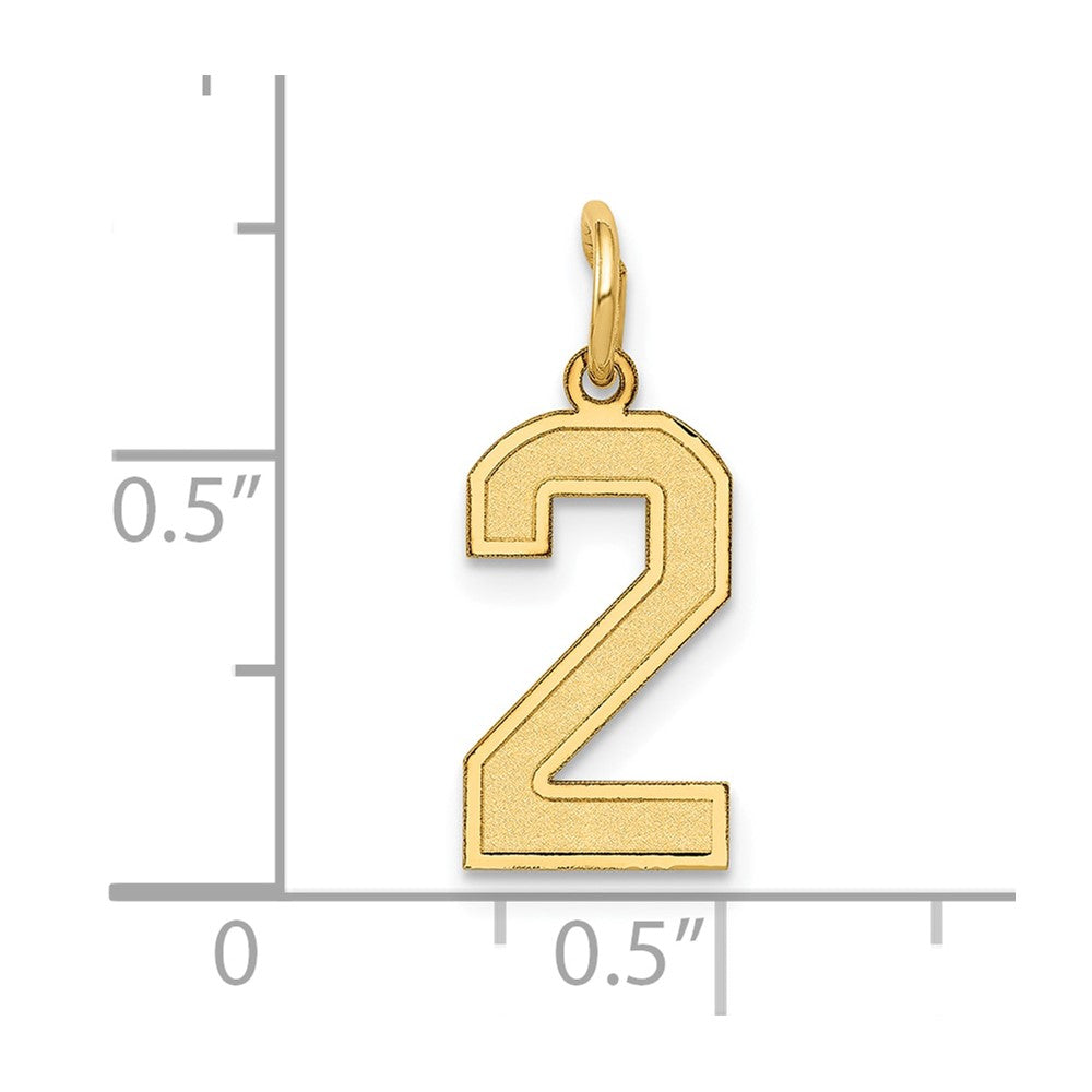 Charlie & Co Jewelry | 14k Small Satin Number 2 Charm - Model LSS02