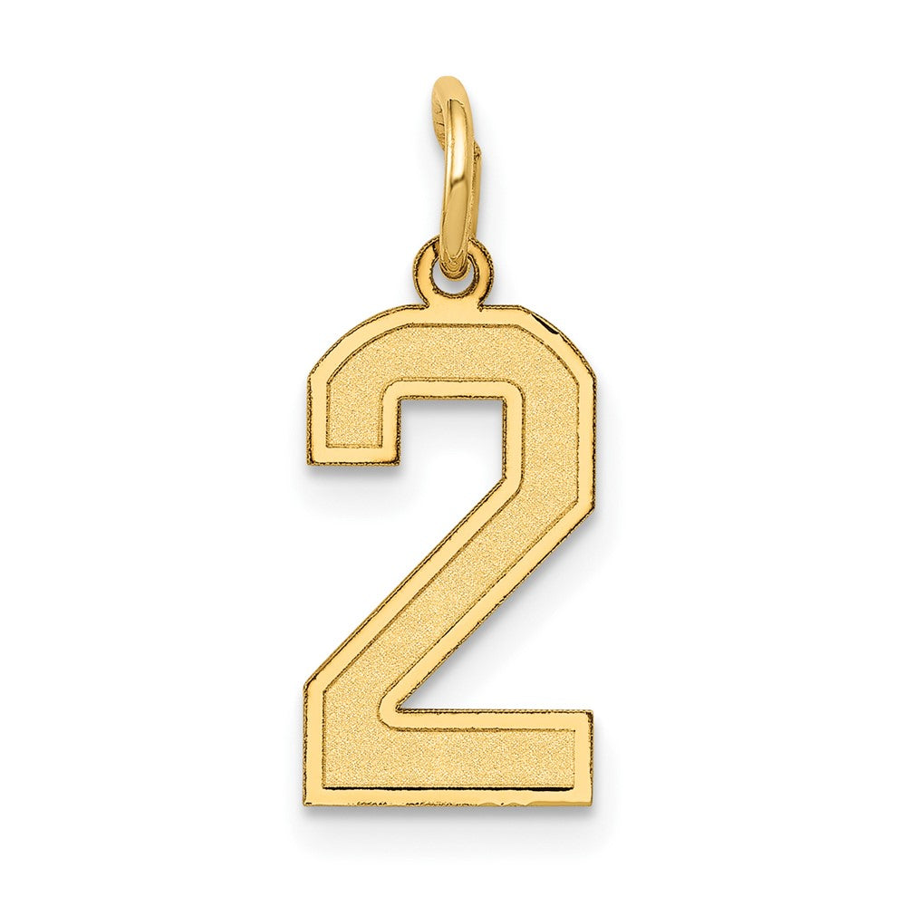 Charlie & Co Jewelry | 14k Small Satin Number 2 Charm - Model LSS02