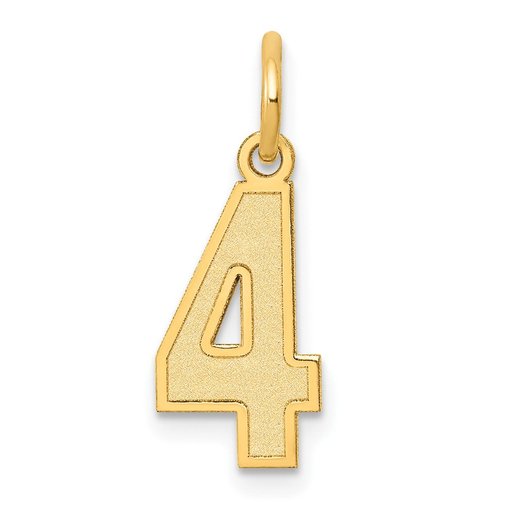 Charlie & Co Jewelry | 14k Small Satin Number 4 Charm - Model LSS04