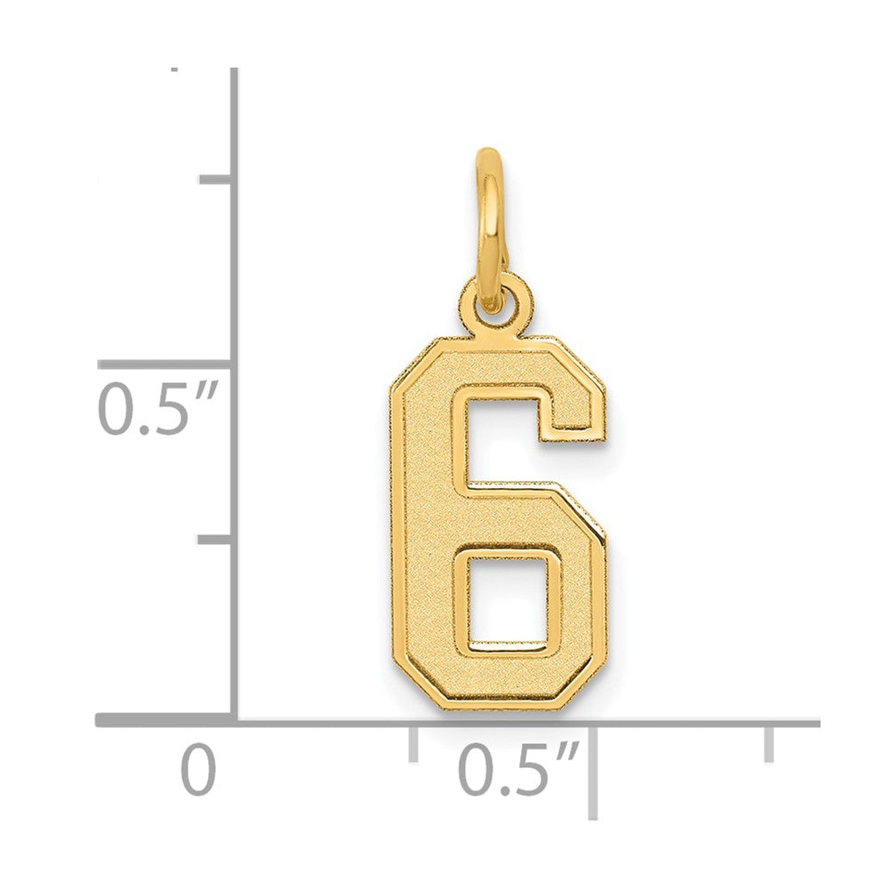 Charlie & Co Jewelry | 14k Small Satin Number 6 Charm - Model LSS06