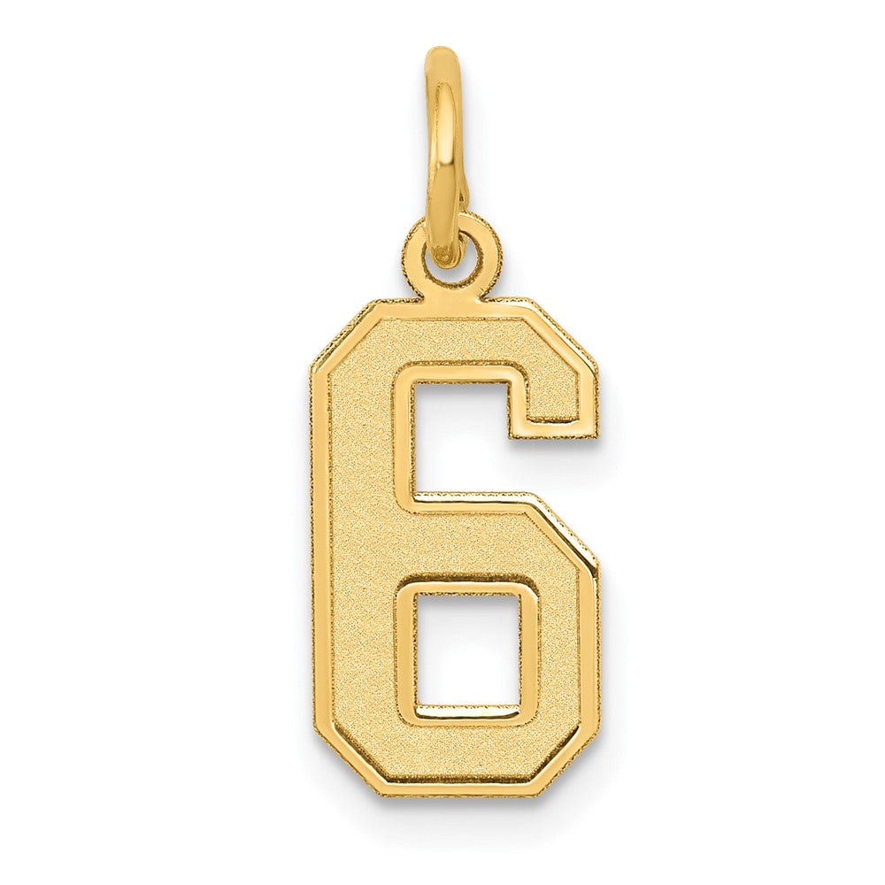 Charlie & Co Jewelry | 14k Small Satin Number 6 Charm - Model LSS06