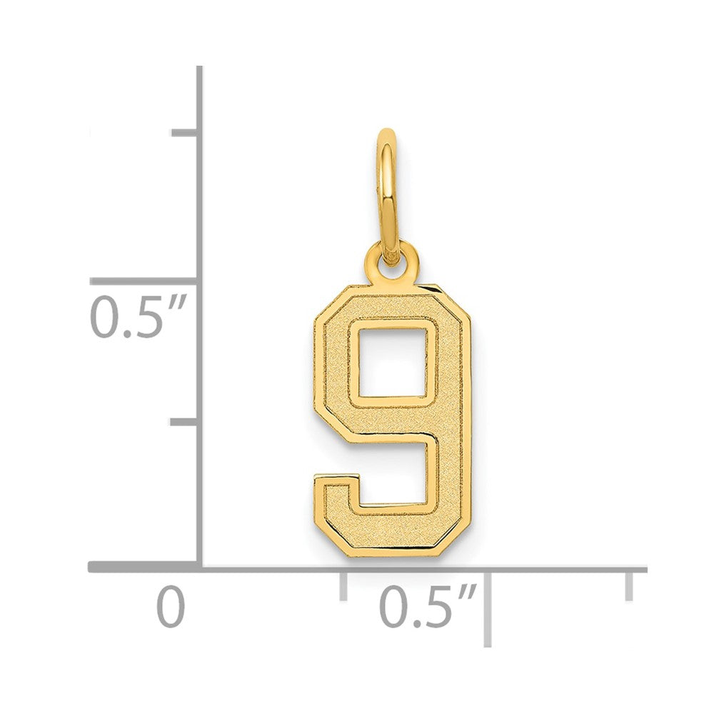 Charlie & Co Jewelry | 14k Small Satin Number 9 Charm - Model LSS09
